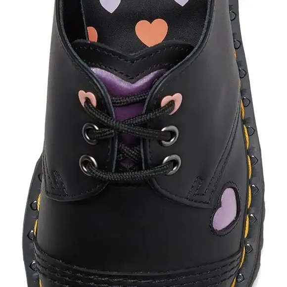 NEW Dr. Martens 1461 Quad Heart Leather Platform Lace-Up Shoes Women’s Sz 9