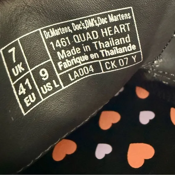 NEW Dr. Martens 1461 Quad Heart Leather Platform Lace-Up Shoes Women’s Sz 9