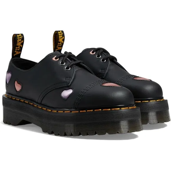 NEW Dr. Martens 1461 Quad Heart Leather Platform Lace-Up Shoes Women’s Sz 9