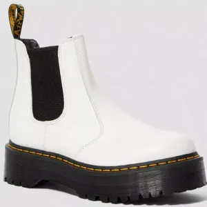 NEW Dr Martens Platform Chelsea 2976 Boots-White Smooth Leather-Women’s 7-NWT
