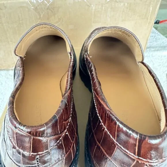 NEW Everlane The Lug Penny Loafer Brown Crocodile Chunky Women's Size 10