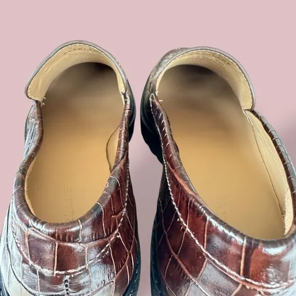 NEW Everlane The Lug Penny Loafer Brown Crocodile Chunky Women's Size 10
