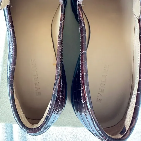 NEW Everlane The Lug Penny Loafer Brown Crocodile Chunky Women's Size 10