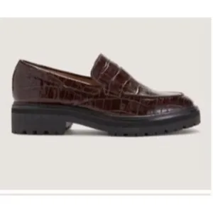 NEW Everlane The Lug Penny Loafer Brown Crocodile Chunky Women's Size 10