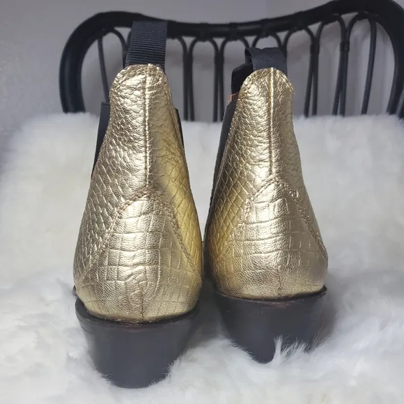 NEW FREE PEOPLE Beau Western Boots Croc  Metallic Chelsea Style Boots Booties 39