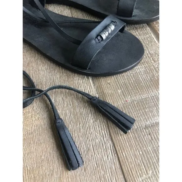 NEW Free People Bryn MARR Wrap Sandal Black leather size 37