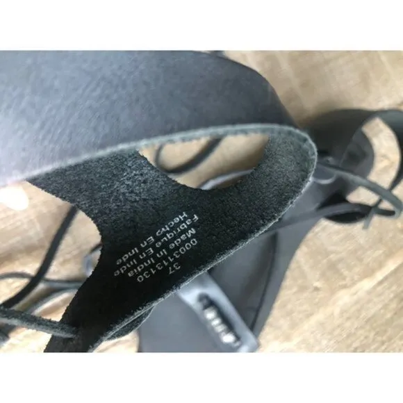 NEW Free People Bryn MARR Wrap Sandal Black leather size 37