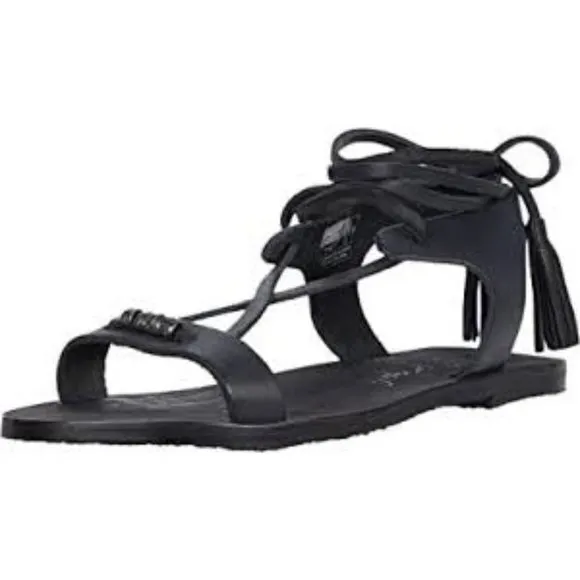 NEW Free People Bryn MARR Wrap Sandal Black leather size 37