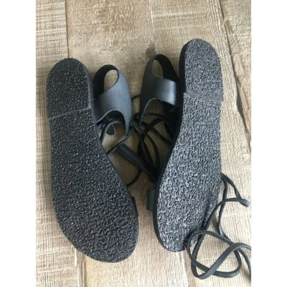 NEW Free People Bryn MARR Wrap Sandal Black leather size 37