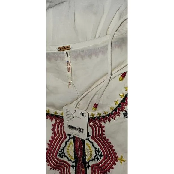 New FREE PEOPLE Sweet Escape Midi Dress $198 MEDIUM Ivory Boho Embroidered