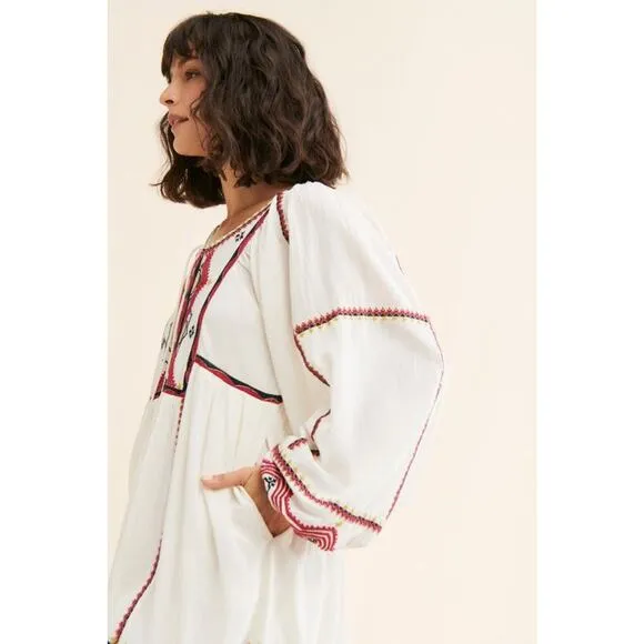 New FREE PEOPLE Sweet Escape Midi Dress $198 MEDIUM Ivory Boho Embroidered
