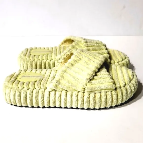NEW Free People Two Days in Ibiza Key Lime Terry Cloth Platform Sandals Size 9.5
