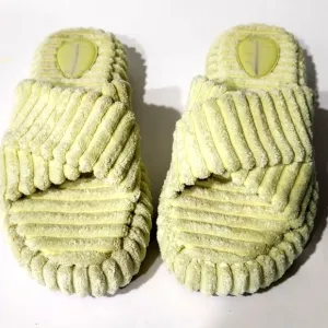 NEW Free People Two Days in Ibiza Key Lime Terry Cloth Platform Sandals Size 9.5