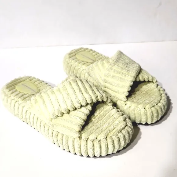 NEW Free People Two Days in Ibiza Key Lime Terry Cloth Platform Sandals Size 9.5