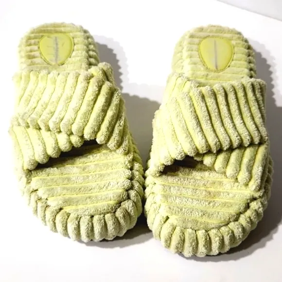 NEW Free People Two Days in Ibiza Key Lime Terry Cloth Platform Sandals Size 9.5