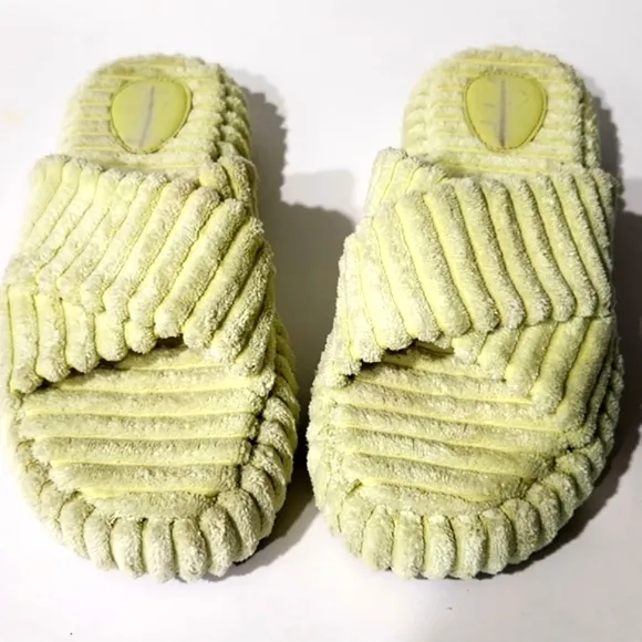 NEW Free People Two Days in Ibiza Key Lime Terry Cloth Platform Sandals Size 9.5