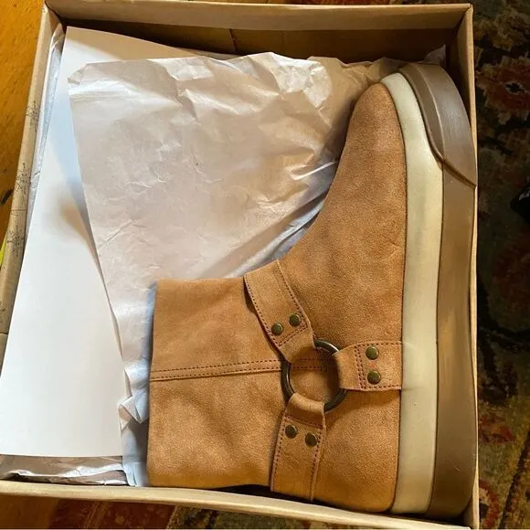NEW Free People Bodhi Harness Sneaker Bootie Tan Suede boots shoes moto boho 10