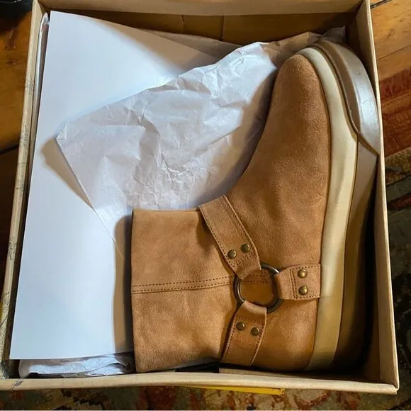 NEW Free People Bodhi Harness Sneaker Bootie Tan Suede boots shoes moto boho 10
