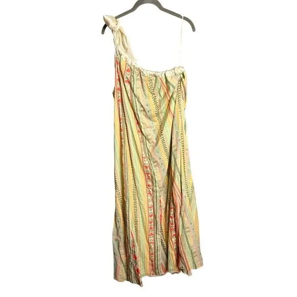 NEW Free People Tova Maxi Dress in Natural Boho Stripe One Shoulder Size Small