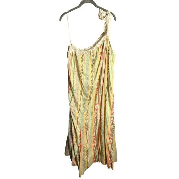 NEW Free People Tova Maxi Dress in Natural Boho Stripe One Shoulder Size Small