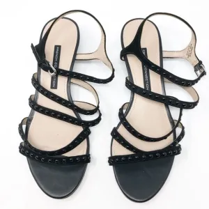 New French Connection Sandals Black Leather Suede Size 9
