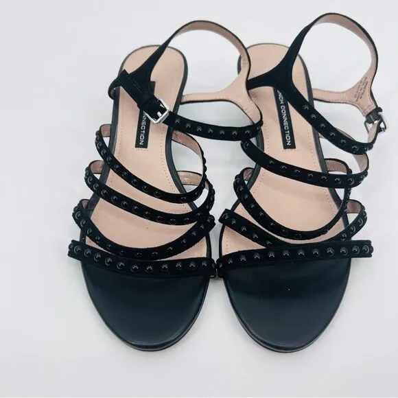 New French Connection Sandals Black Leather Suede Size 9