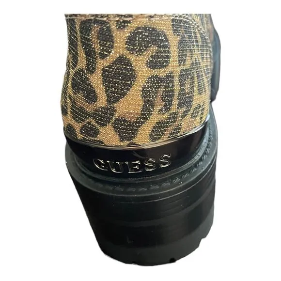 NEW Guess Women's Fearne Lug Sole Lace Up Fall Winter Leopard Bootie Shoes 5.5M