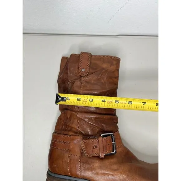 New Josef Seibel Sanja 14 Brown Moto Biker Boots Zip Up Women’s Size 40/9-9.5