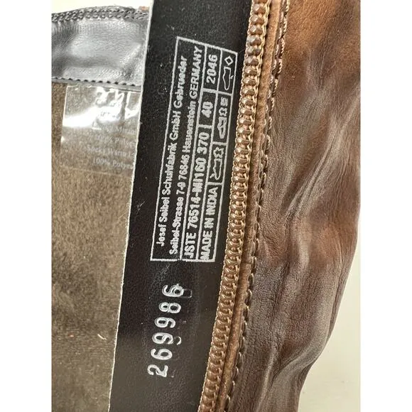 New Josef Seibel Sanja 14 Brown Moto Biker Boots Zip Up Women’s Size 40/9-9.5