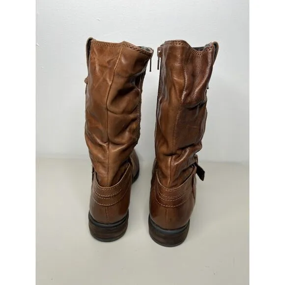 New Josef Seibel Sanja 14 Brown Moto Biker Boots Zip Up Women’s Size 40/9-9.5