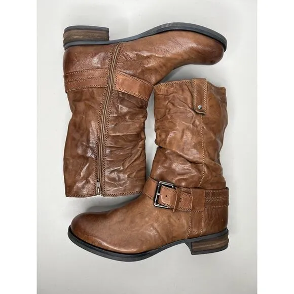 New Josef Seibel Sanja 14 Brown Moto Biker Boots Zip Up Women’s Size 40/9-9.5
