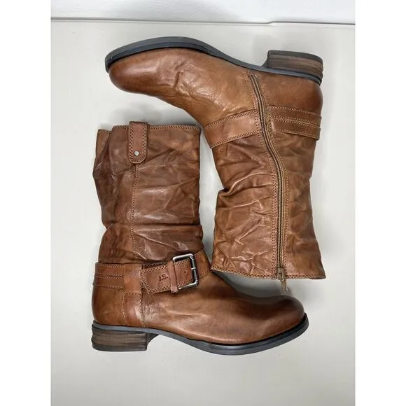 New Josef Seibel Sanja 14 Brown Moto Biker Boots Zip Up Women’s Size 40/9-9.5