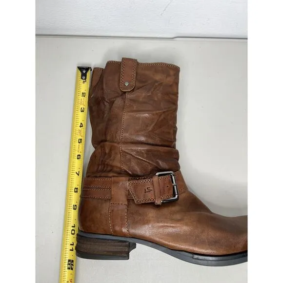 New Josef Seibel Sanja 14 Brown Moto Biker Boots Zip Up Women’s Size 40/9-9.5