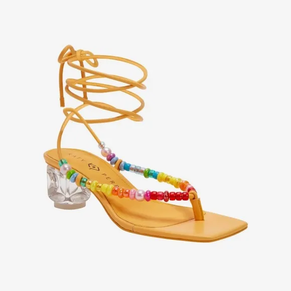 NEW Katy Perry The Cubie Bead Sandals, Honeycomb Yellow Size 7M/ 37 New in Box