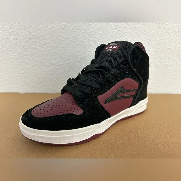 NEW! Lakai Skateboard Shoes Sneakers Telford Black/Burgundy Suede Size 4 Youth