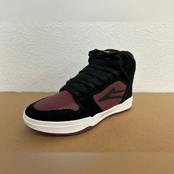NEW! Lakai Skateboard Shoes Sneakers Telford Black/Burgundy Suede Size 4 Youth