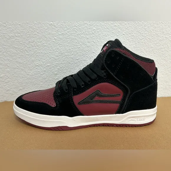 NEW! Lakai Skateboard Shoes Sneakers Telford Black/Burgundy Suede Size 5 Youth