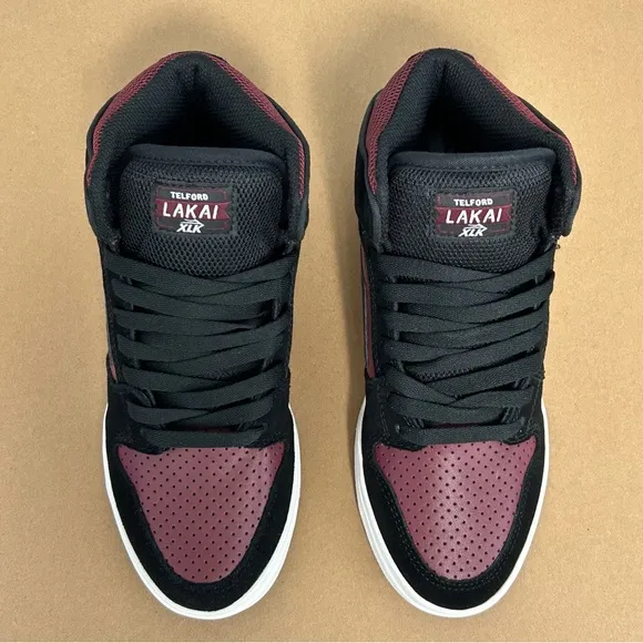 NEW! Lakai Skateboard Shoes Sneakers Telford Black/Burgundy Suede Size 5 Youth