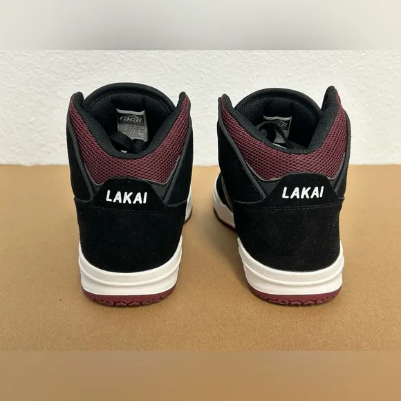 NEW! Lakai Skateboard Shoes Sneakers Telford Black/Burgundy Suede Size 5 Youth