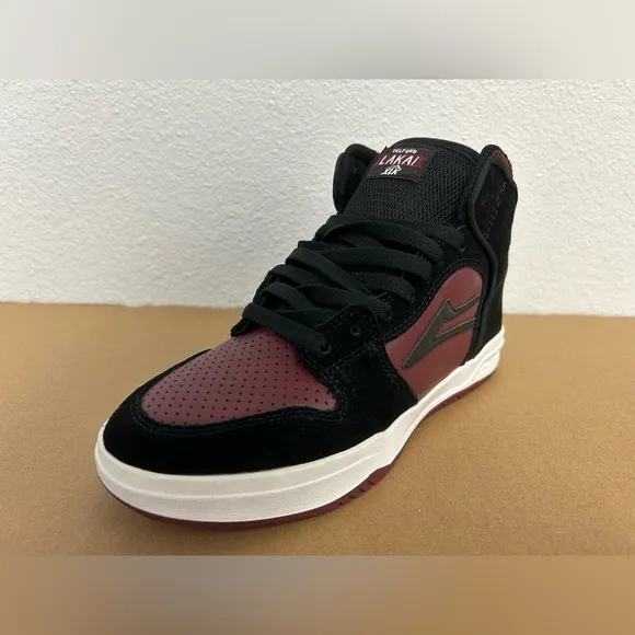 NEW! Lakai Skateboard Shoes Sneakers Telford Black/Burgundy Suede Size 6