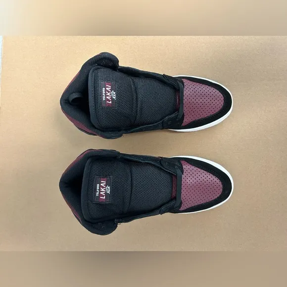 NEW! Lakai Skateboard Shoes Sneakers Telford Black/Burgundy Suede Size 6