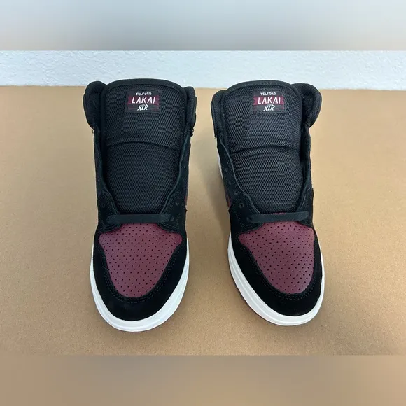 NEW! Lakai Skateboard Shoes Sneakers Telford Black/Burgundy Suede Size 6