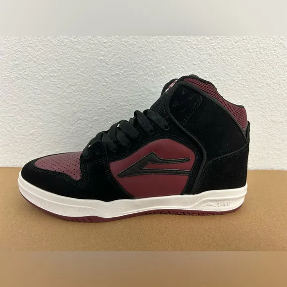 NEW! Lakai Skateboard Shoes Sneakers Telford Black/Burgundy Suede Size 6