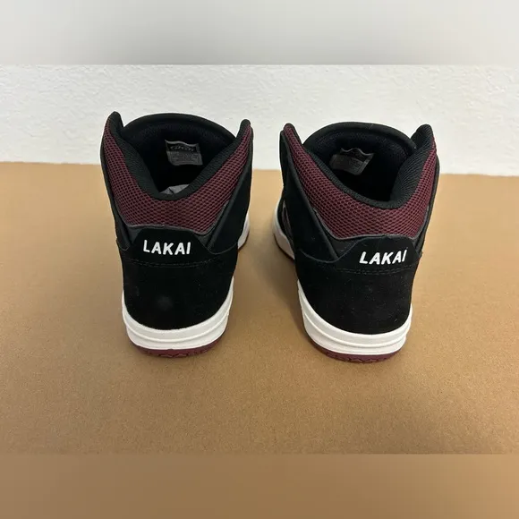 NEW! Lakai Skateboard Shoes Sneakers Telford Black/Burgundy Suede Size 6