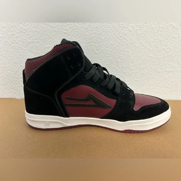 NEW! Lakai Skateboard Shoes Sneakers Telford Black/Burgundy Suede Size 6