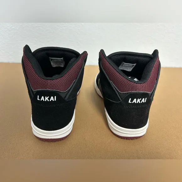 NEW! Lakai Skateboard Shoes Sneakers Telford Black/Burgundy Suede Size 6