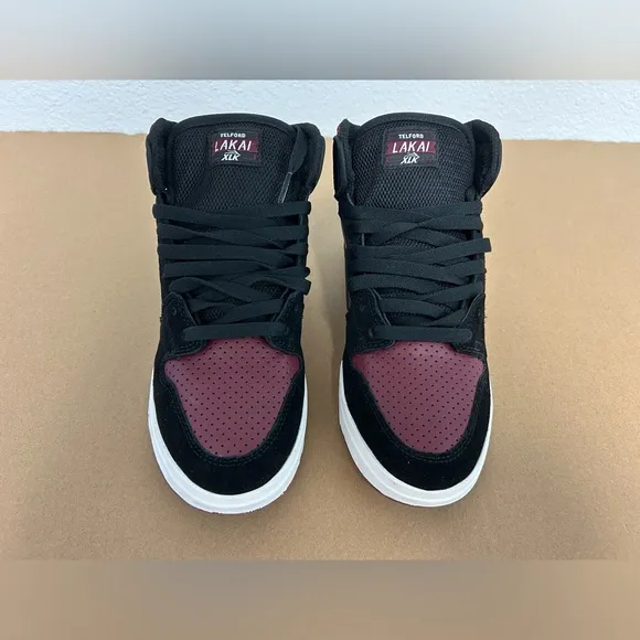 NEW! Lakai Skateboard Shoes Sneakers Telford Black/Burgundy Suede Size 6