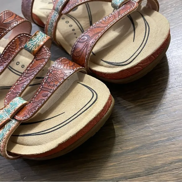 New L’Artiste Spring Step MABEL Leather Sandals EU 35 Artsy Boho Hand Painted