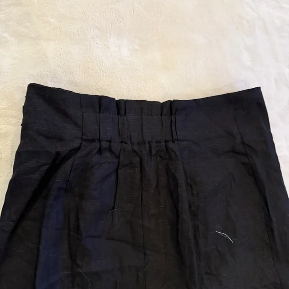 New! Mango Wrap Front Linen Skirt Black 45304