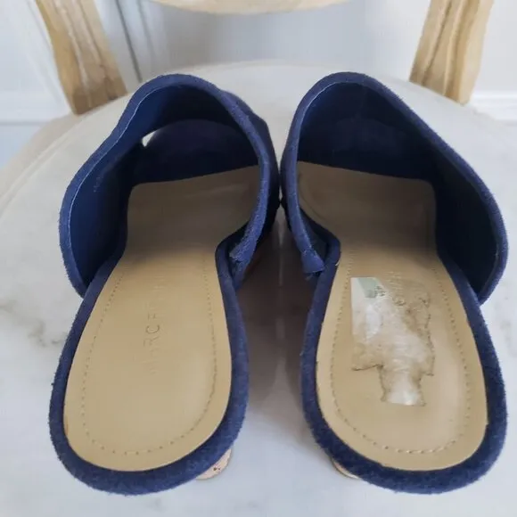 NEW Marc Fisher Nautical Sailor Blue Suede Stud Cork Platform Wedge Sandal Sz 9